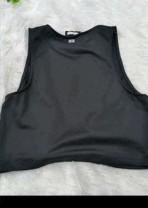 Activewear Set: Black Crop Top &amp; Grey Leggings