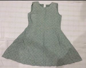Sage Green Diamond Pattern Flared Dress