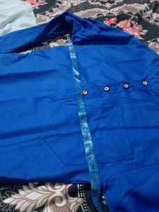 🤩💙Blue Kurta with White Pajama Set