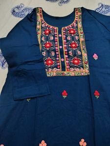 Embroidered Navy Kurta