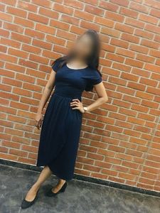 Navy Blue Casual Midi Dress