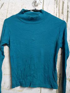 Teal Mock Neck Long Sleeve Top