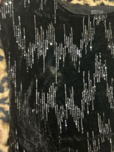Zara Sparkly Black Velvet Top