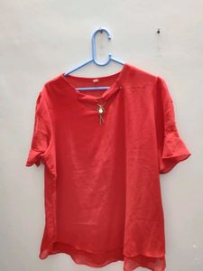 Red Bell Sleeve Top