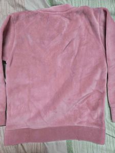Girls Pink Velvet solid sweatshirt