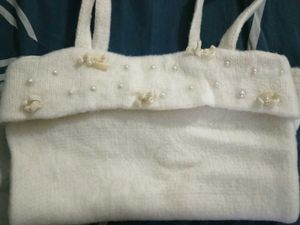 Cream Knit Tank Top with Pearls