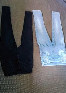 Set Of 2 Ladies Jeans Black And Gray