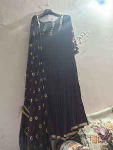 dark purple heavy plazo party wear dress with Dupp