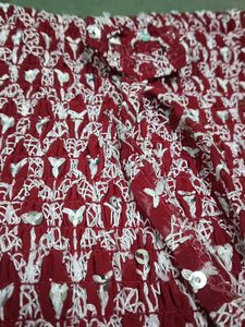 Off-Shoulder Smocked Top - Burgundy