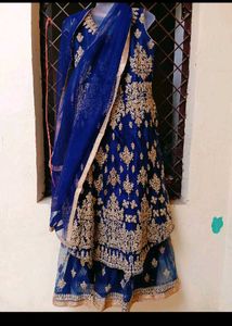 bust 42 Royal Blue Embroidered Lehenga Choli