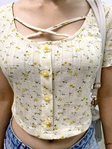 Floral Print Criss-Cross Crop Top