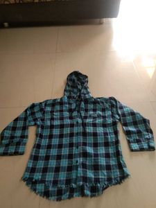 Blue Plaid Hoodie Shirt