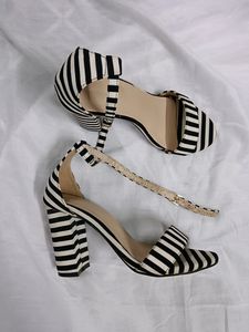 Black And White Heeled Sandals
