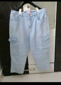 Light Wash Cargo Jeans
