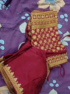 Maroon &amp; Gold Embellished Blouse
