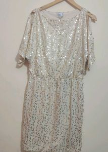 Cream Sequins Off-Shoulder Dress 36 Bust