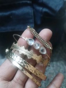 Set of 5 Gold Tone Bracelets