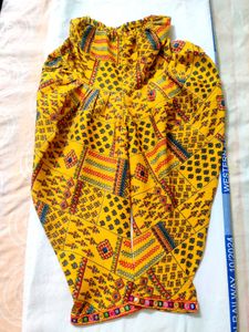 Yellow Printed Kurta Set with Dhoti Pants