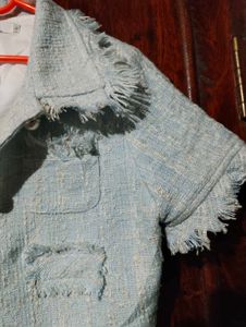 Tweed Light Blue Cropped Jacket