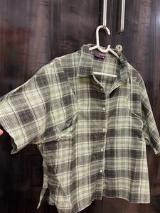 Green Plaid Button-Up Shirt size M/L