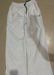 white greyish wide leg draw string pant