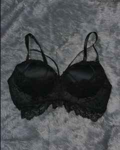 Lace Trim Black Bra