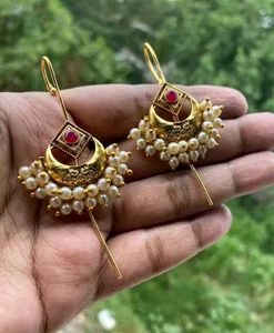 Elegant Pearl &amp; Ruby Earrings