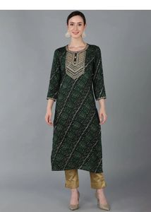 Green Bandhani Kurta