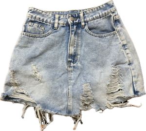 Distressed Denim Mini Skirt