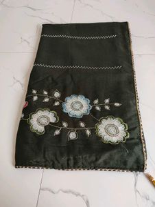 Embroidered Dark Green Saree