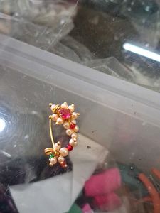 Elegant Indian Nath with Pearls &amp; Red Stones