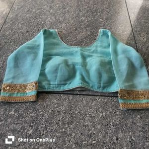 light weight Beautiful Sky Blue Embroidered Saree