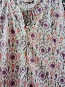125.Pink &amp; Purple Ikat Print Kurta