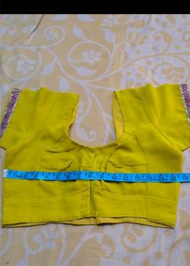 Designer Yellow Blouse with Embellished Sleeves