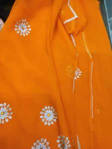 Simple Saree With Attached Blouse