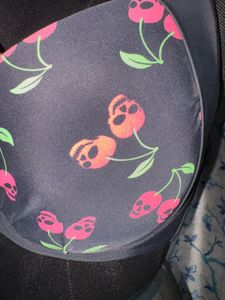 Cute Cherry Print Halter Bikini Top