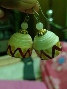 Earrings Red White Colour Paint