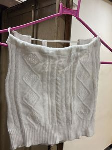 White Cable Knit Sweater Vest