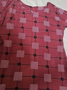 Maroon Geometric Print Long Kurta