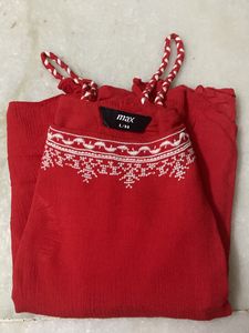 COLD SHOULDER RED TOP - MAX
