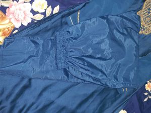 Elegant Embroidered Blue suit with net dupatta
