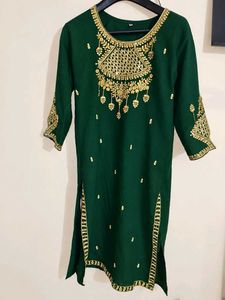 Emerald Green Kurta Set with duppata