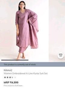 woman embroidered A line kurta set
