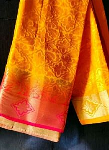 Yellow &amp; Orange Silk Saree