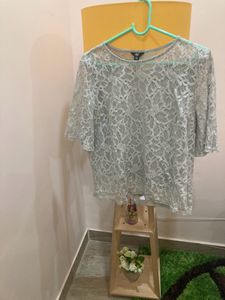 Net Olive Green Sheer Top