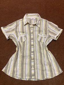 Striped Crinkled-Down Top