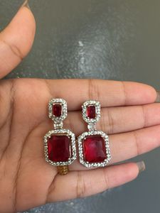 Red Crystal Dangle Earrings