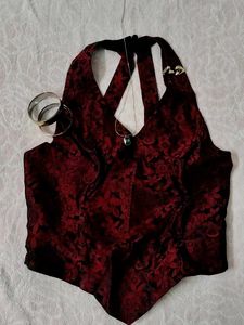 burgundy halter top