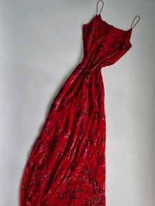 Elegant Red Floral Maxi Dress