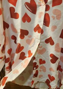 Chic Heart Print Button-Up Shirt
